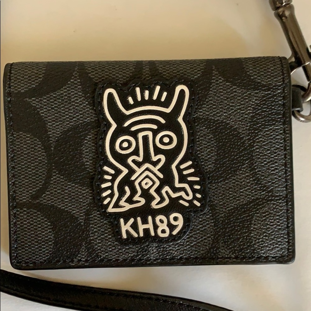 Coach Mens card case wallet neck lanyard